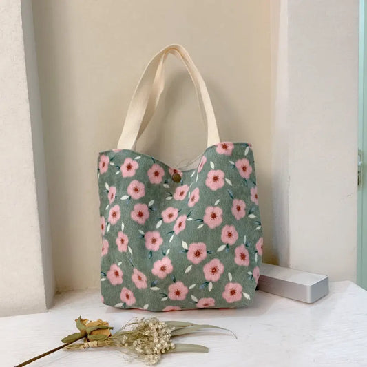 Corduroy Tote Lunch Handle Mummy Bag greenroot living