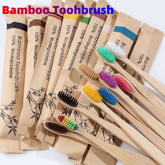 10Pcs Colorful Toothbrush Natural Bamboo Tooth Brush Set Soft Bristle Charcoal Teeth Eco Bamboo Toothbrushes Dental Oral Care greenroot living