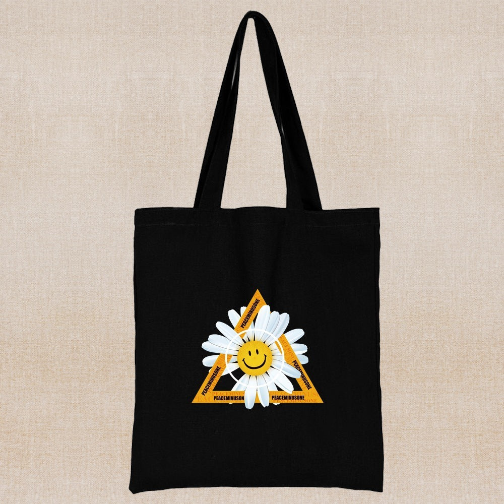 Canvas Shopping Bag Daisy Print Handheld Eco greenroot living