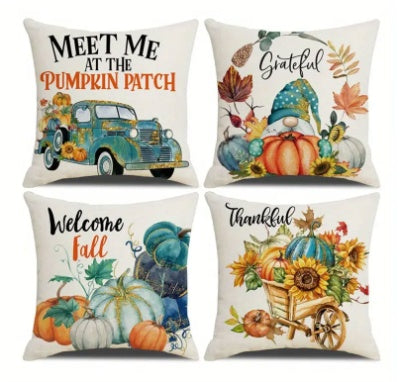 Pillowcase Linen Pumpkin Cartoon Car Thanksgiving Wreath greenroot living