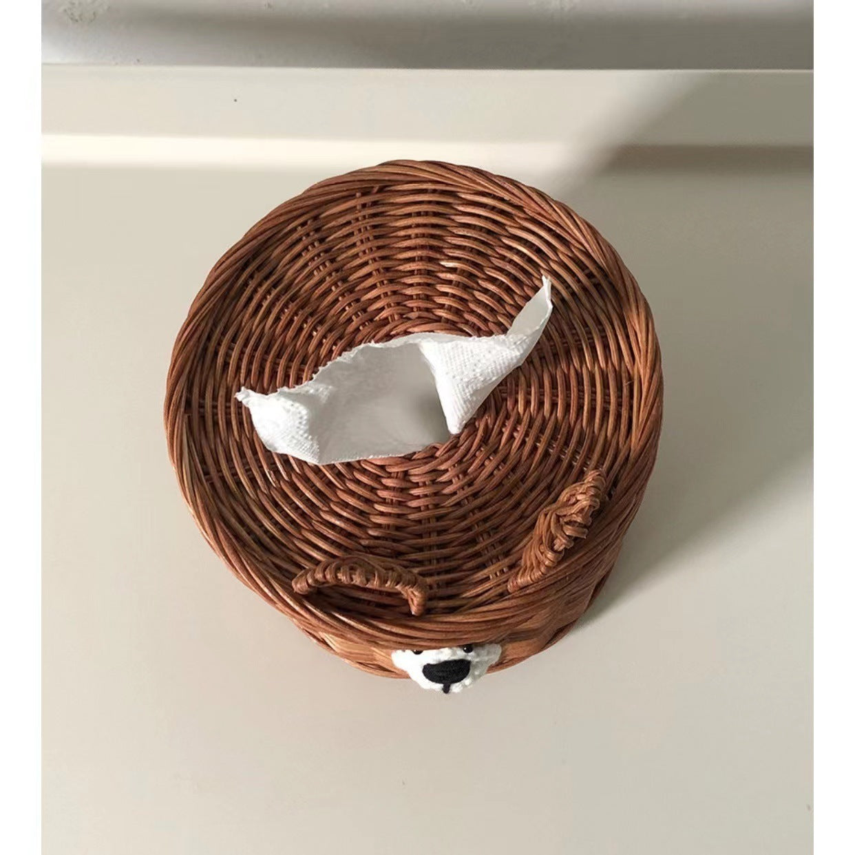 Children's Room Rattan Bear Head Tissue Box greenroot living