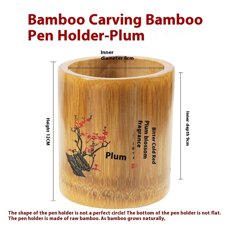 Bamboo Round Pen Container Office Desktop Creativity Ornaments greenroot living