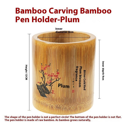 Bamboo Round Pen Container Office Desktop Creativity Ornaments greenroot living