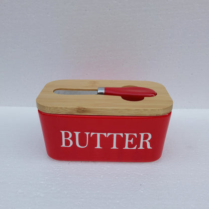 Butter Box Sealed Can Butter Bamboo Cover Cheese With Knife greenroot living