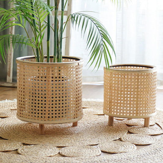 Handmade Woven Flower Pot Bamboo Green Plant Flower Stand Floor Ornaments Decoration greenroot living