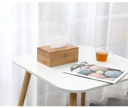 Bamboo And Wood Tissue Box Desktop Exquisite Luxury Draw Paper greenroot living
