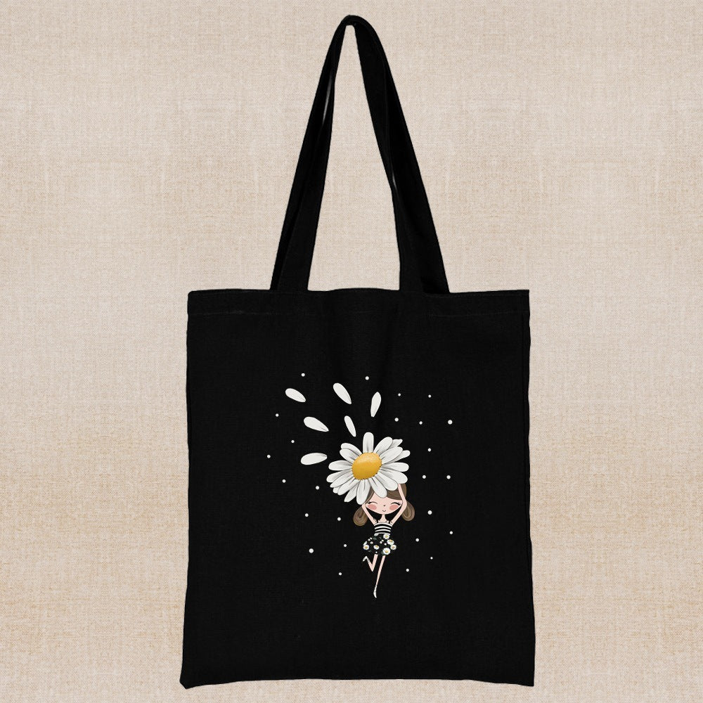 Canvas Shopping Bag Daisy Print Handheld Eco greenroot living