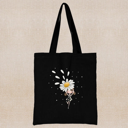 Canvas Shopping Bag Daisy Print Handheld Eco greenroot living