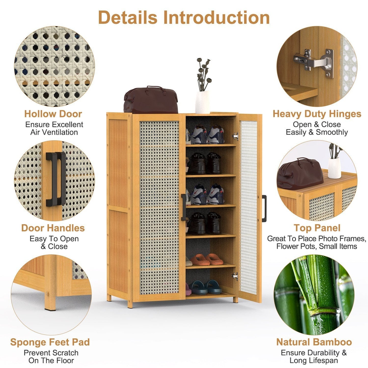 6-tier Bamboo Shoe Rack, Freestanding Shoe Cabinet greenroot living
