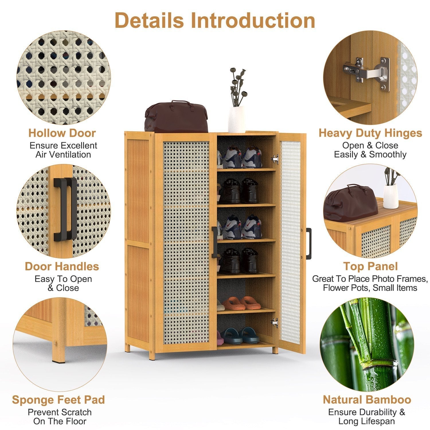 6-tier Bamboo Shoe Rack, Freestanding Shoe Cabinet greenroot living