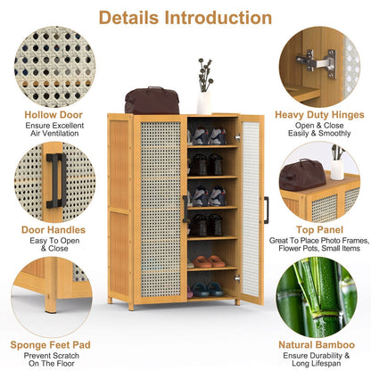6-tier Bamboo Shoe Rack, Freestanding Shoe Cabinet greenroot living