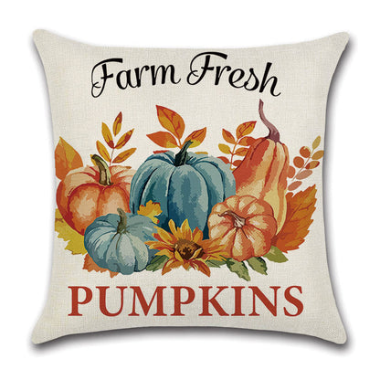 Pillowcase Linen Pumpkin Cartoon Car Thanksgiving Wreath greenroot living