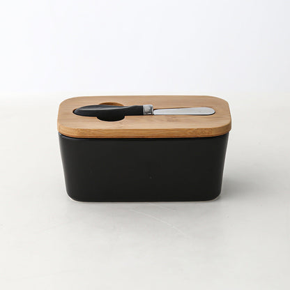 Butter Box Sealed Can Butter Bamboo Cover Cheese With Knife greenroot living