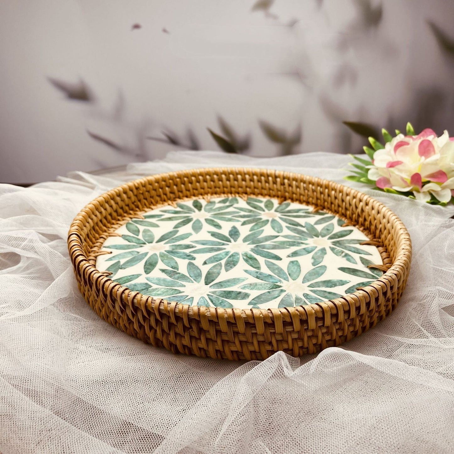 Vietnamese Rattan Woven Shell Tray Living Room Household Creative greenroot living