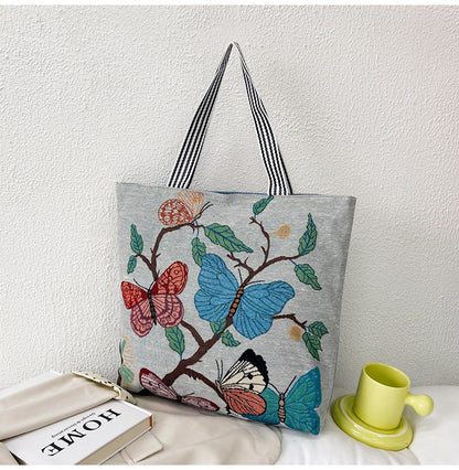 Shopping Bag Cartoon Embroidered Large Shoulder  For Women