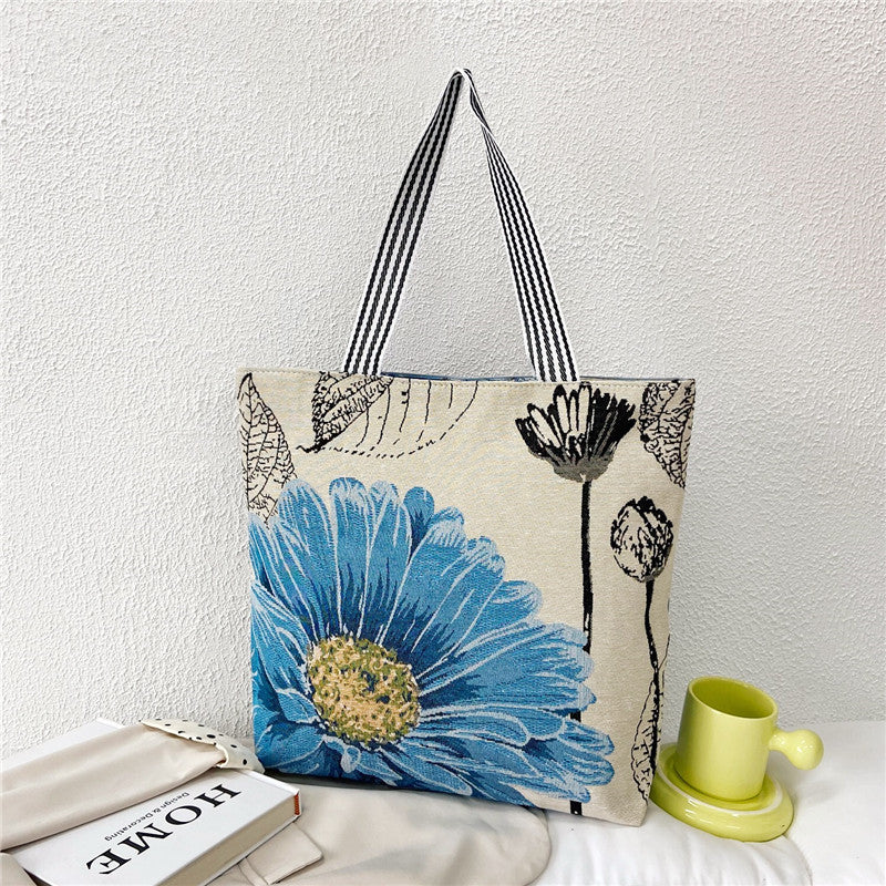 Shopping Bag Cartoon Embroidered Large Shoulder  For Women