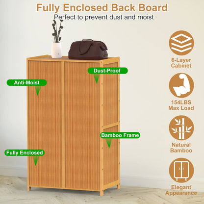 6-tier Bamboo Shoe Rack, Freestanding Shoe Cabinet greenroot living