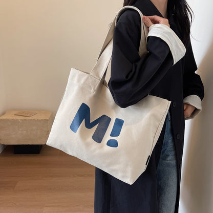 Letter Printed Shouder Bags Canvas Totes Bags For Women Shopper Girls Handbags Eco Environmental Large Capacity Shopping Bags greenroot living