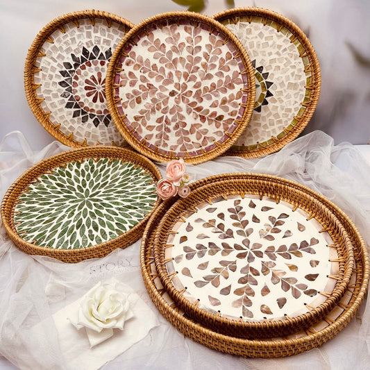 Vietnamese Rattan Woven Shell Tray Living Room Household Creative greenroot living
