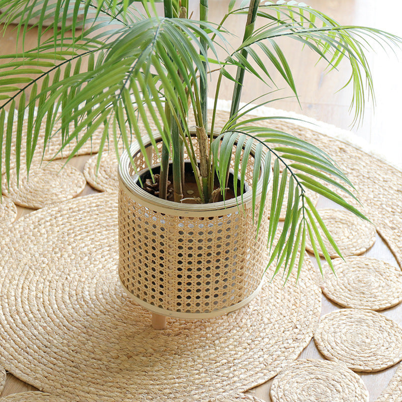 Handmade Woven Flower Pot Bamboo Green Plant Flower Stand Floor Ornaments Decoration greenroot living