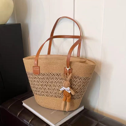 Tote Seaside Large Capacity Woven Shoulder Bag Rattan Woven greenroot living