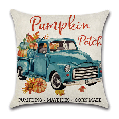Pillowcase Linen Pumpkin Cartoon Car Thanksgiving Wreath greenroot living