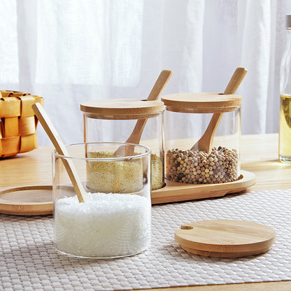 bamboo storage jars with lids