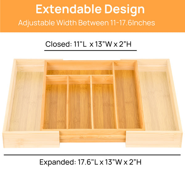 Expandable Bamboo Kitchen Drawer Storage Box greenroot living