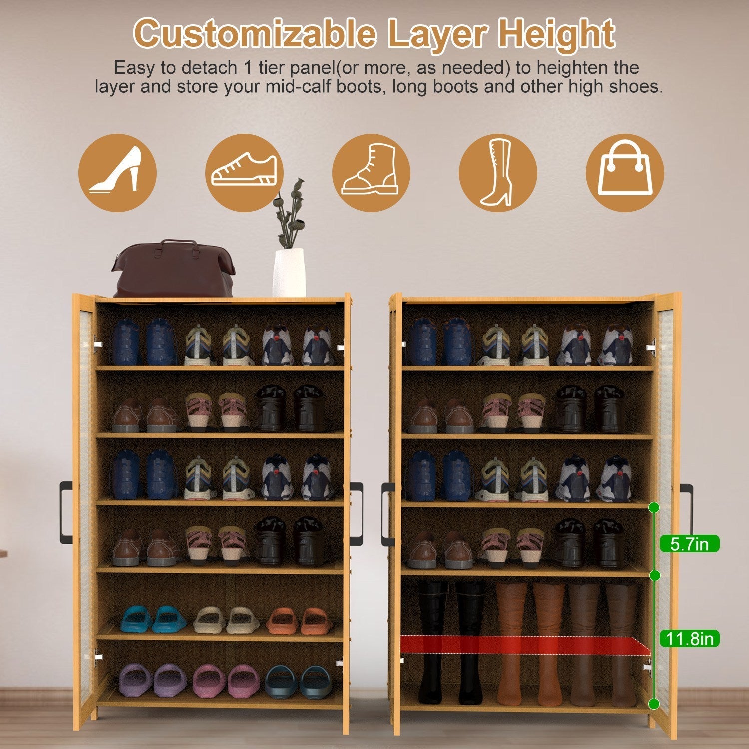 6-tier Bamboo Shoe Rack, Freestanding Shoe Cabinet greenroot living