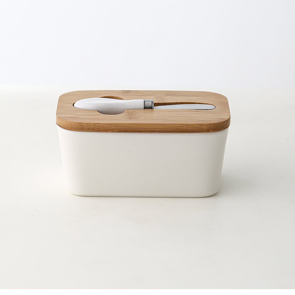 Butter Box Sealed Can Butter Bamboo Cover Cheese With Knife greenroot living