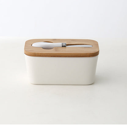Butter Box Sealed Can Butter Bamboo Cover Cheese With Knife greenroot living