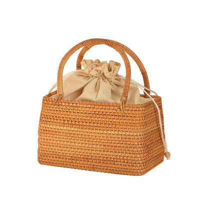 Storage Picnic Outing Basket Hand-woven Rattan Handbag greenroot living