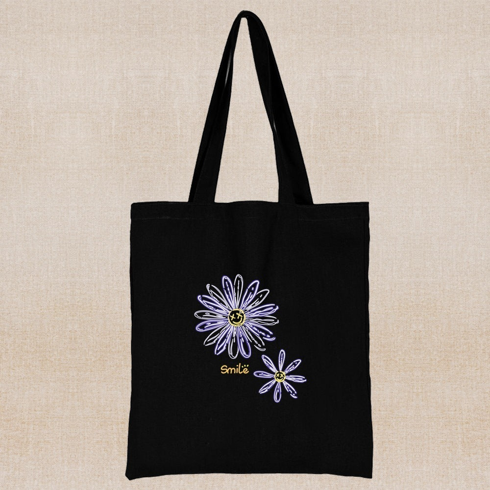 Canvas Shopping Bag Daisy Print Handheld Eco greenroot living