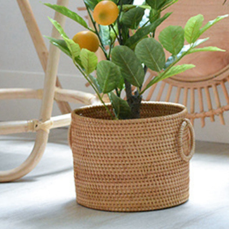 Vietnam Hand-woven Rattan Coffee Table Desk Remote Control Debris Storage Basket Round Storage Bucket greenroot living