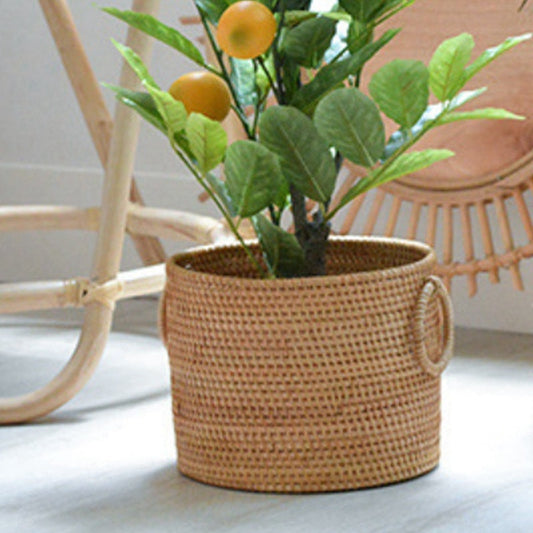 Vietnam Hand-woven Rattan Coffee Table Desk Remote Control Debris Storage Basket Round Storage Bucket greenroot living