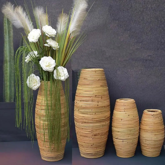 Natural Color Indonesian Rattan Vase – Handwoven Eco-Friendly Home Décor greenroot living