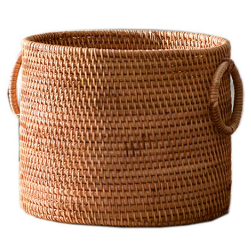 Vietnam Hand-woven Rattan Coffee Table Desk Remote Control Debris Storage Basket Round Storage Bucket greenroot living