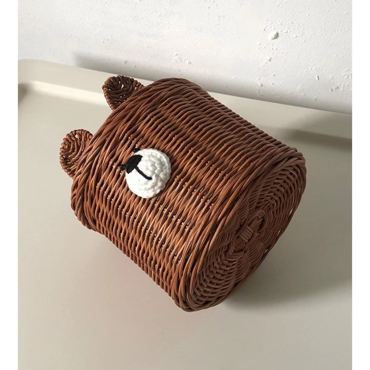 Children's Room Rattan Bear Head Tissue Box greenroot living