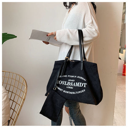 Large Capacity Canvas Women's Fashion Tote Tote Simple Shoulder Bag greenroot living