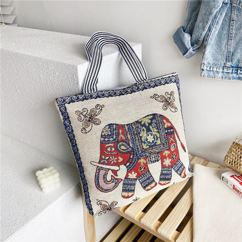 Shopping Bag Cartoon Embroidered Large Shoulder  For Women
